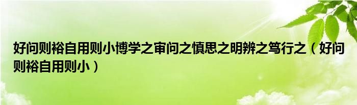 好问则裕自用则小博学之审问之慎思之明辨之笃行之（好问则裕自用则小）