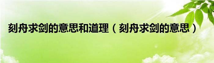 刻舟求剑的意思和道理（刻舟求剑的意思）