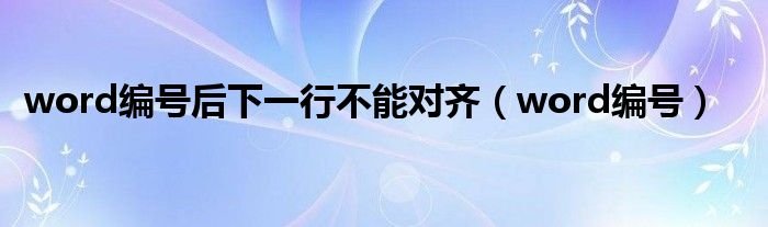 word编号后下一行不能对齐（word编号）