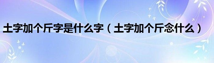 土字加个斤字是什么字（土字加个斤念什么）