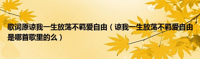 歌词原谅我一生放荡不羁爱自由（谅我一生放荡不羁爱自由是哪首歌里的么）