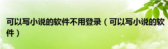 可以写小说的软件不用登录（可以写小说的软件）