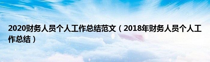 2020财务人员个人工作总结范文（2018年财务人员个人工作总结）