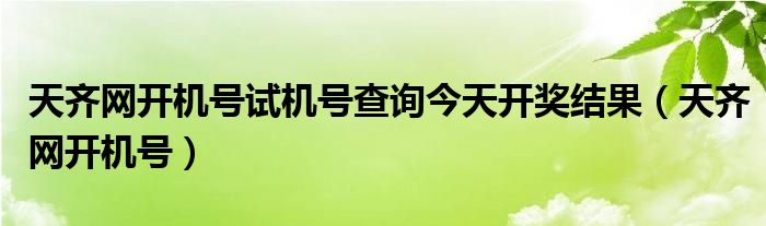 天齐网开机号试机号查询今天开奖结果（天齐网开机号）