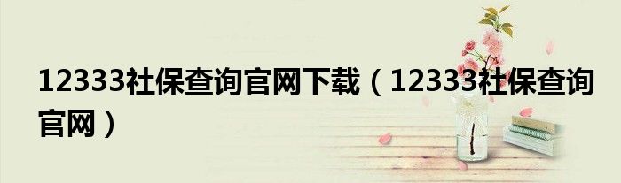 12333社保查询官网下载（12333社保查询官网）