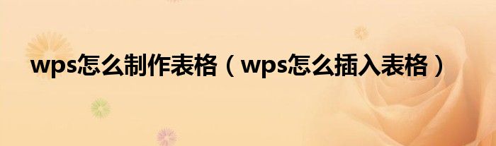 wps怎么制作表格（wps怎么插入表格）