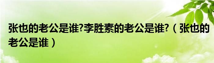 张也的老公是谁?李胜素的老公是谁?（张也的老公是谁）