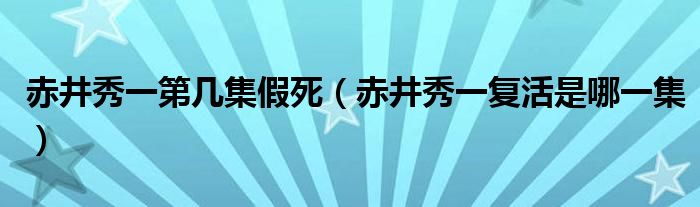 赤井秀一第几集假死（赤井秀一复活是哪一集）