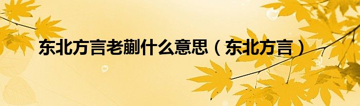 东北方言老蒯什么意思（东北方言）