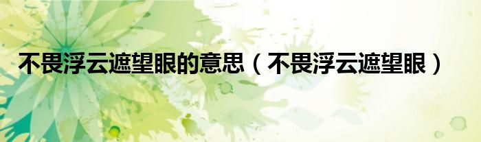 不畏浮云遮望眼的意思（不畏浮云遮望眼）