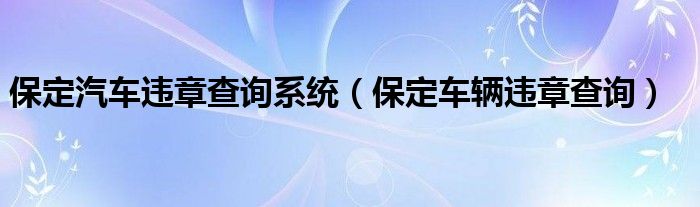 保定汽车违章查询系统（保定车辆违章查询）