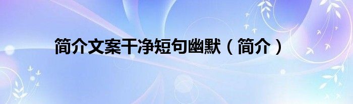 简介文案干净短句幽默（简介）