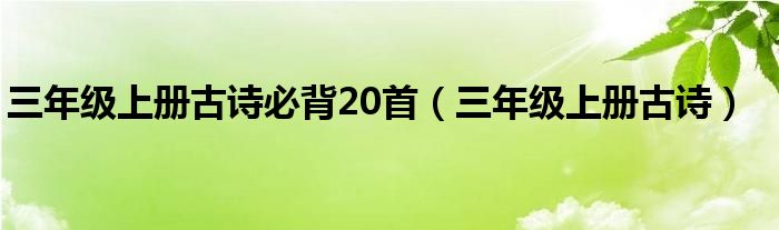 三年级上册古诗必背20首（三年级上册古诗）