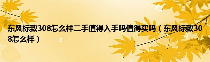 东风标致308怎么样二手值得入手吗值得买吗（东风标致308怎么样）