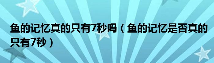 鱼的记忆真的只有7秒吗（鱼的记忆是否真的只有7秒）