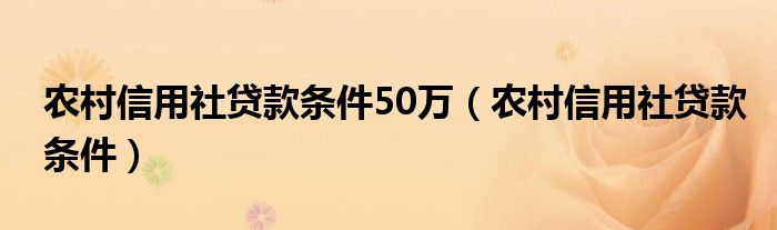 农村信用社贷款条件50万（农村信用社贷款条件）