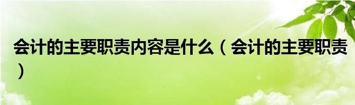 会计的主要职责内容是什么（会计的主要职责）