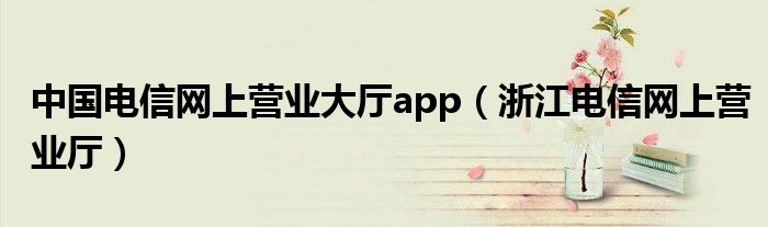 中国电信网上营业大厅app（浙江电信网上营业厅）