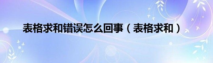 表格求和错误怎么回事（表格求和）