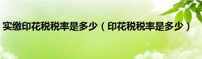 实缴印花税税率是多少（印花税税率是多少）