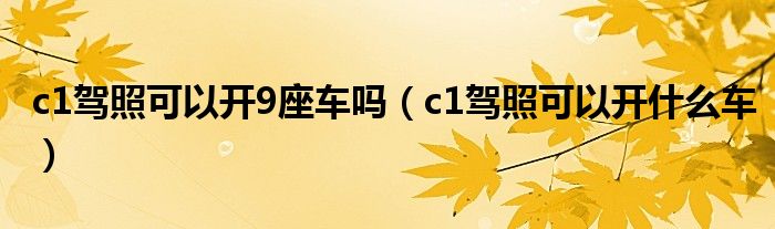 c1驾照可以开9座车吗（c1驾照可以开什么车）