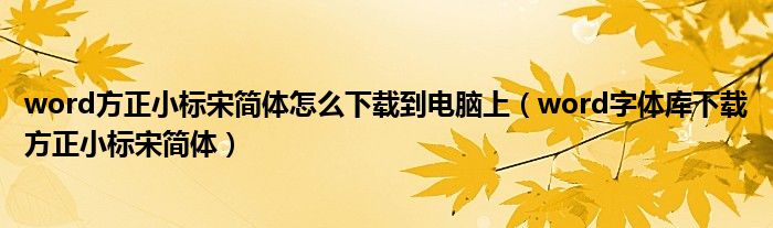 word方正小标宋简体怎么下载到电脑上（word字体库下载方正小标宋简体）