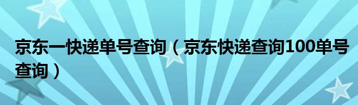 京东一快递单号查询（京东快递查询100单号查询）