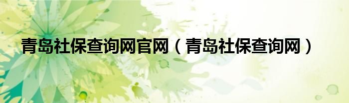 青岛社保查询网官网（青岛社保查询网）