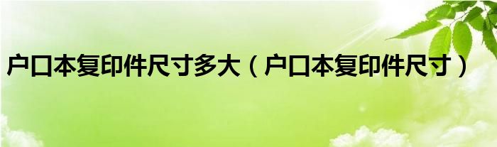 户口本复印件尺寸多大（户口本复印件尺寸）