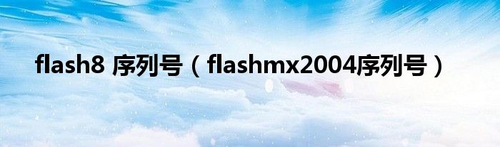 flash8 序列号（flashmx2004序列号）