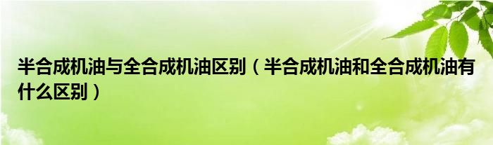 半合成机油与全合成机油区别（半合成机油和全合成机油有什么区别）