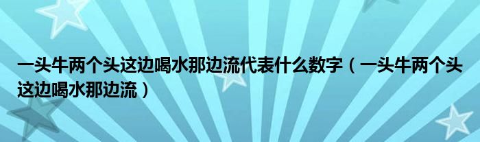 一头牛两个头这边喝水那边流代表什么数字（一头牛两个头这边喝水那边流）