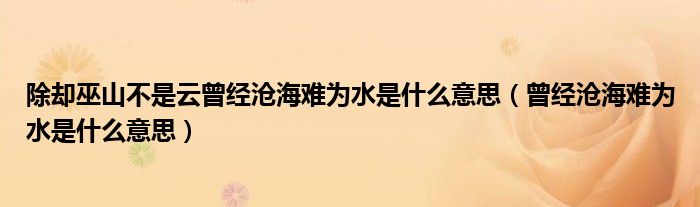 除却巫山不是云曾经沧海难为水是什么意思（曾经沧海难为水是什么意思）