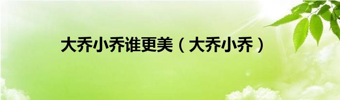 大乔小乔谁更美（大乔小乔）