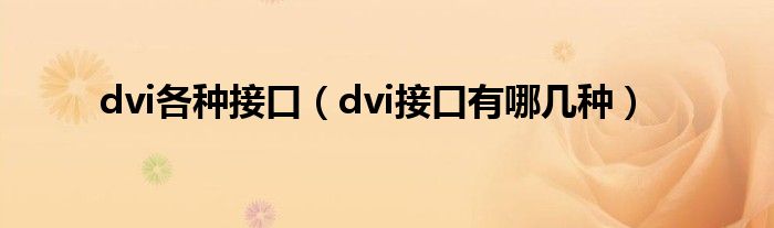 dvi各种接口（dvi接口有哪几种）