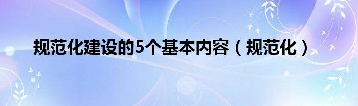 规范化建设的5个基本内容（规范化）