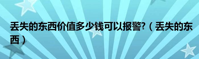 丢失的东西价值多少钱可以报警?（丢失的东西）