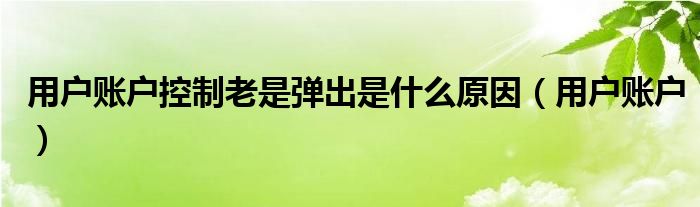 用户账户控制老是弹出是什么原因（用户账户）