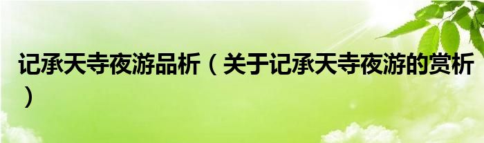 记承天寺夜游品析（关于记承天寺夜游的赏析）