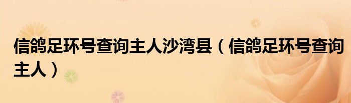 信鸽足环号查询主人沙湾县（信鸽足环号查询主人）