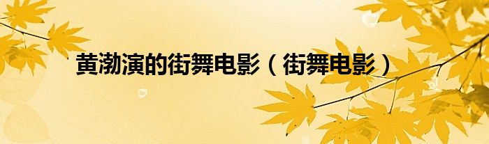 黄渤演的街舞电影（街舞电影）