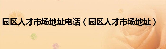 园区人才市场地址电话（园区人才市场地址）