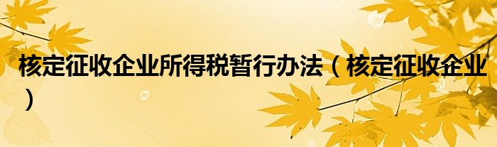 核定征收企业所得税暂行办法（核定征收企业）