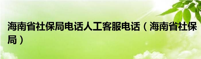 海南省社保局电话人工客服电话（海南省社保局）