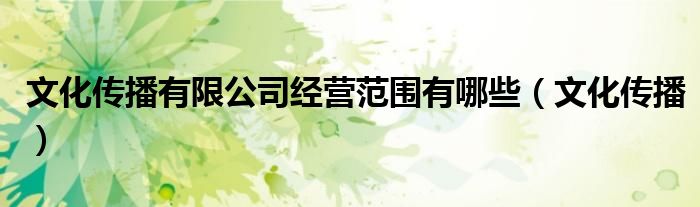 文化传播有限公司经营范围有哪些（文化传播）