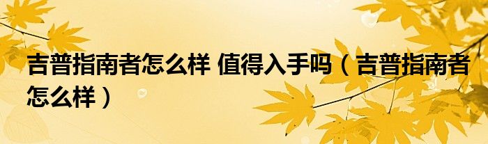 吉普指南者怎么样 值得入手吗（吉普指南者怎么样）