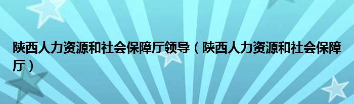 陕西人力资源和社会保障厅领导（陕西人力资源和社会保障厅）