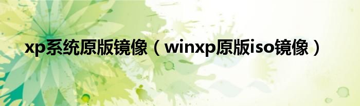 xp系统原版镜像（winxp原版iso镜像）