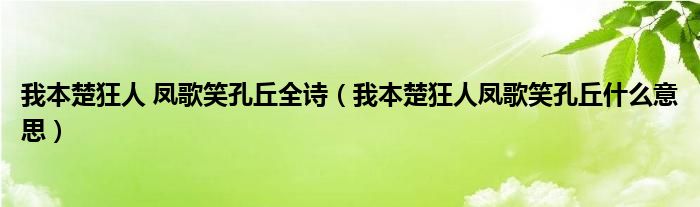 我本楚狂人 凤歌笑孔丘全诗（我本楚狂人凤歌笑孔丘什么意思）