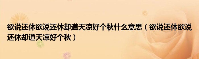 欲说还休欲说还休却道天凉好个秋什么意思（欲说还休欲说还休却道天凉好个秋）